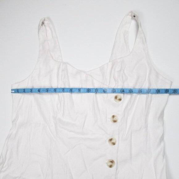 By Anthropologie Sleeveless Linen Button Wrap Midi Dress White 1X Plus - Picture 4 of 12